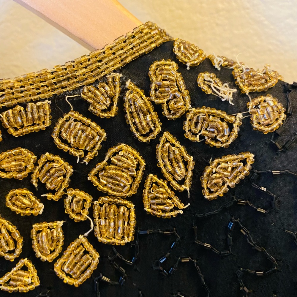 Laurence Kazar Black & Gold Beaded Silk Top - Picture 3 of 12